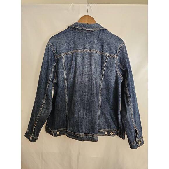 Old Navy Women’s Denim Jacket 2X Plus Blue Jean Trucker Style Button Front - Picture 2 of 9
